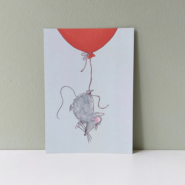 kaart muis met ballon