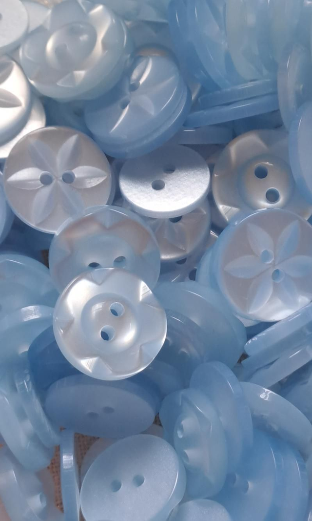 Buttons (pack 10) - Star - 14mm - Baby Blue