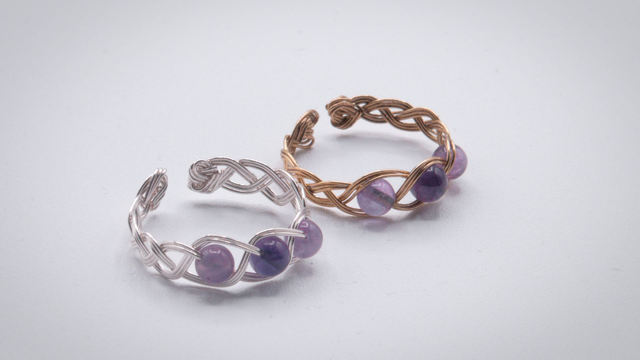 Bague 2 agates mousse et 1 améthyste (ou l'inverse)