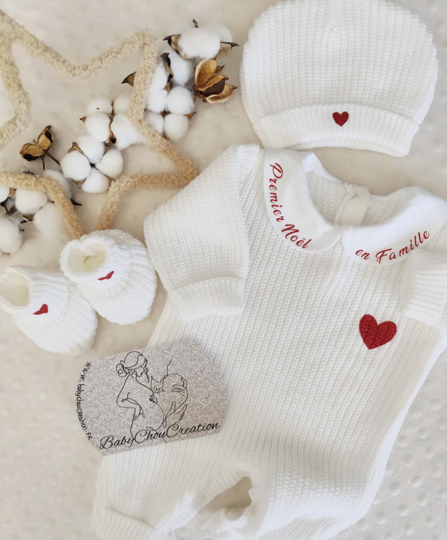 Ensemble en tricot Premier noël Blanc