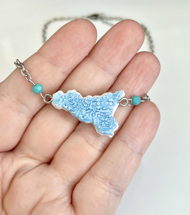 Collana Girocollo Sicilia con Maioliche in rilievo