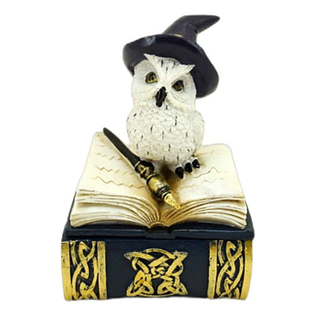 Chouette sur grimoire - boite à bijoux