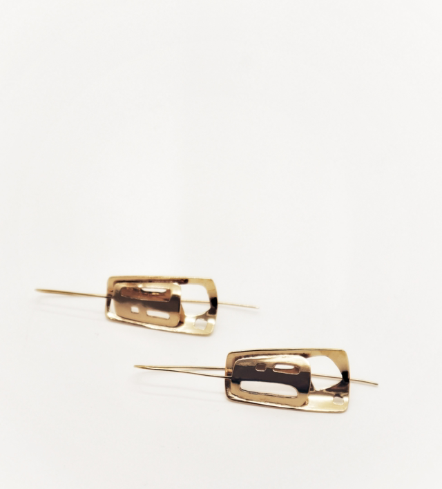 Brincos Longos Retangulares Orgânicos Duplos KAI02PL004