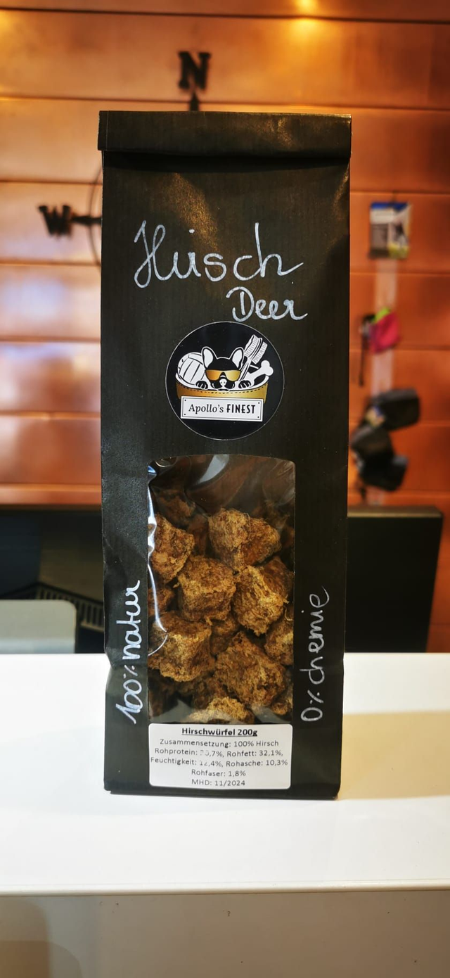 Apollo&#039;s Hirsch Würfel natur - 200g