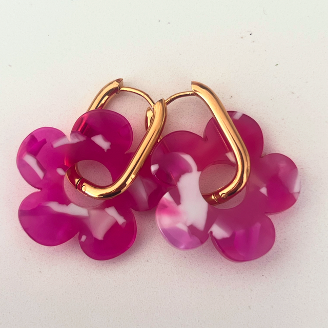 Boucles d’oreilles fleurs rose 