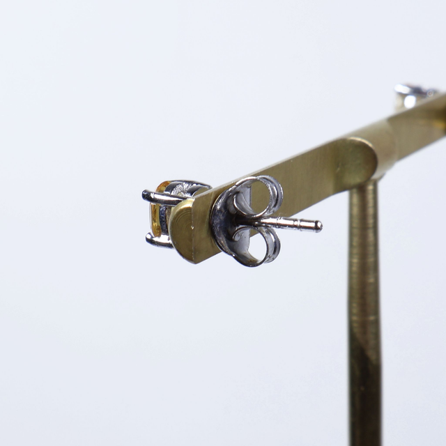 Pair of Vintage Sterling Silver 925 Small Dainty Delicate 5x4mm Oval Cut Yellow Citrine Gemstone November Birthstone Stud Earrings