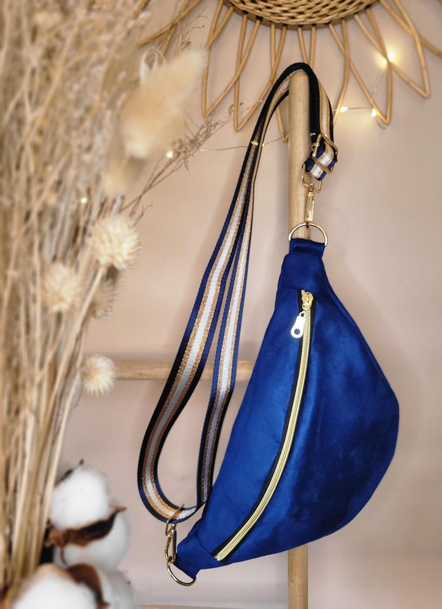 Banane nubuk bleu électrique sangle amovible 