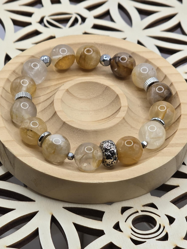 Bracelet Quartz Hématoïde jaune XL 1,2 cm 