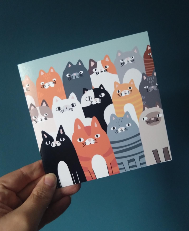 Cat huddle art card
