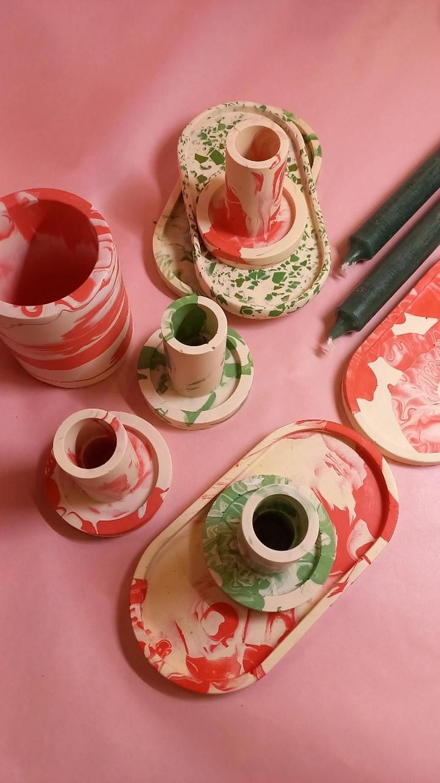 Świecznik na długą świecę, marble