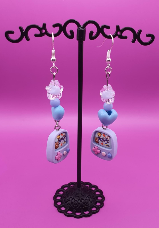 Earrings Gameboy Blue Mono