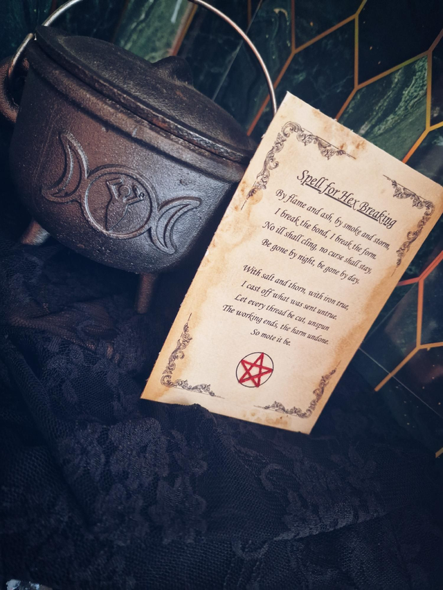 Spell for hex breaking A6 spell card 
