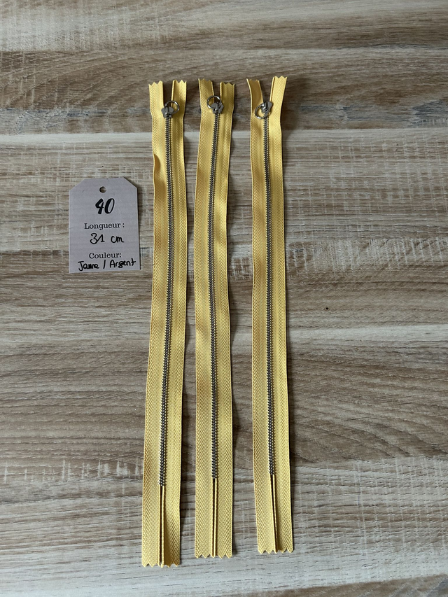 Fermetures éclair métallique jaune 31cm
