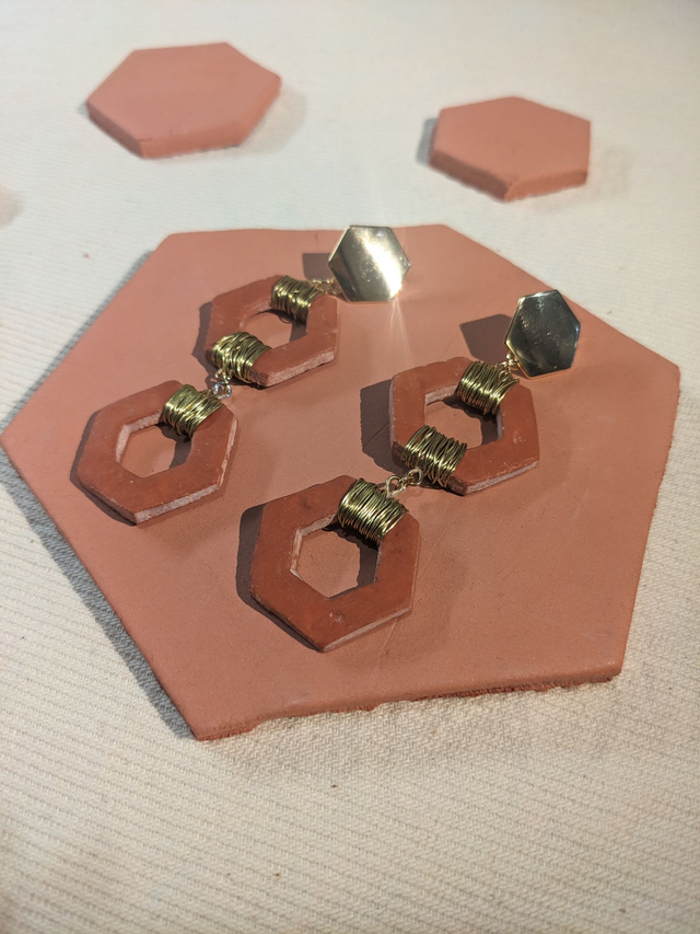 Collection Tomettes - "Abadalhat" - Pendants Hexagones Dorés