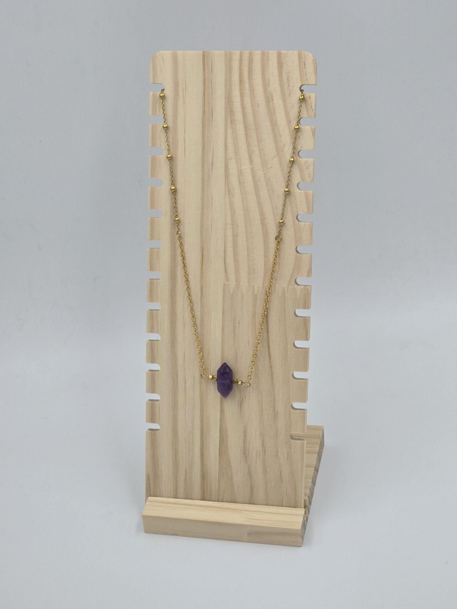 Collier chaîne acier et Améthyste 