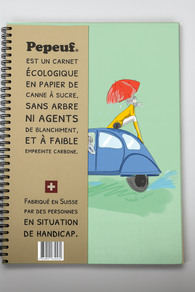 Carnet A4 de la marque Pepeuf portant une illustration faite par Moiselle Isaure appelée "Deux chevaux"