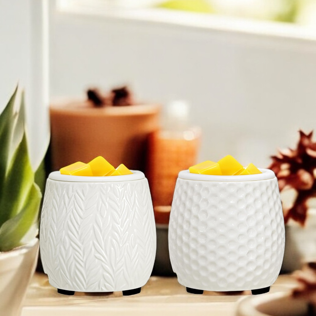 White Patterned Ceramic Electric Wax Warmer 