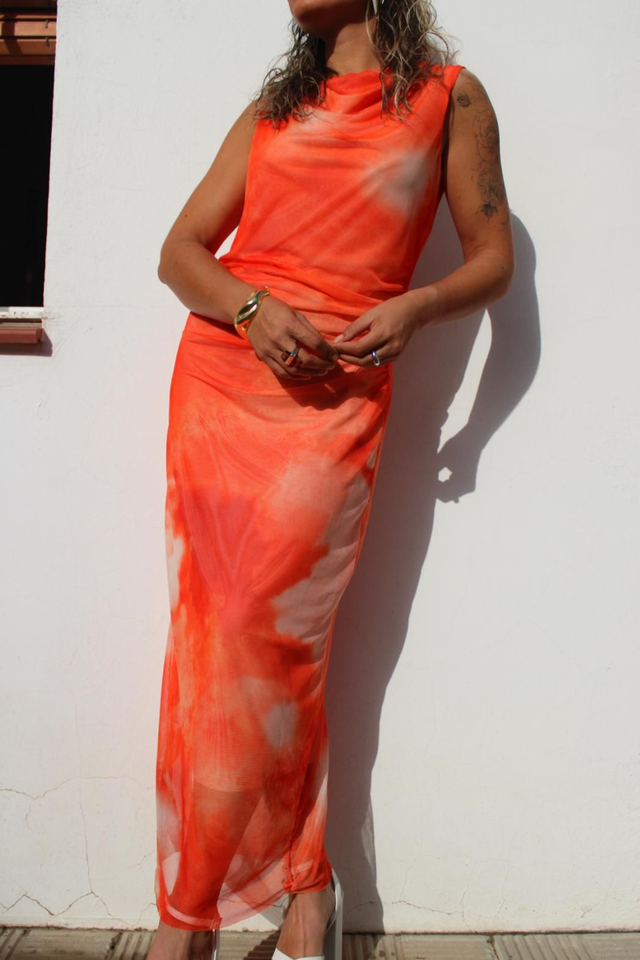 Vestido Tul Naranja