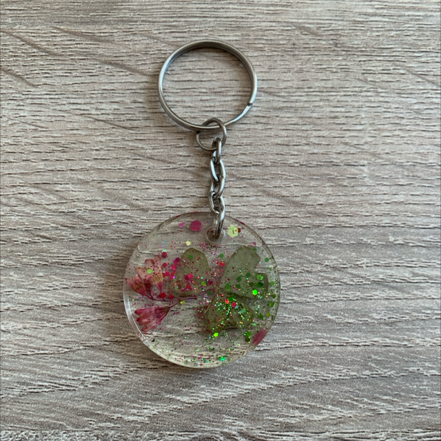 Porte-clés rond fleur