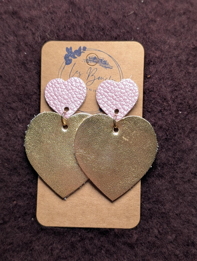 Boucles d'oreilles Louise doré rose lo009