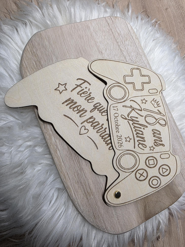 Manette en bois parrain / marraine etc 