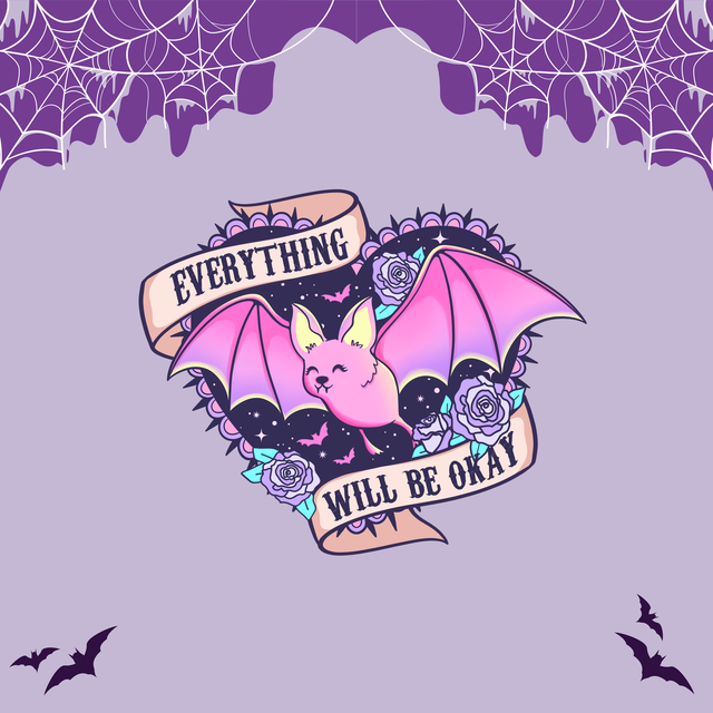 Everything Will be Okay Bat | Keyring, Pin or Phone Grip | 124