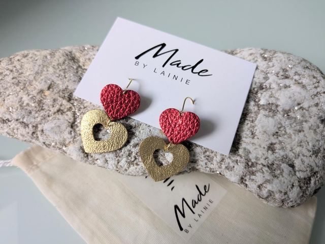 Metallic Heart Drop Earrings (1)