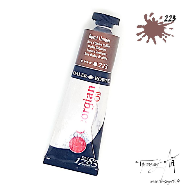 DALER ROWNEY - PEINTURE A L&#039;HUILE GEORGIAN 38mL - TERRE D&#039;OMBRE BRULEE 223 - CA133223
