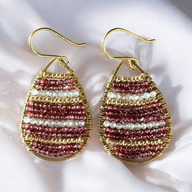 Boucles d’oreilles Bohème en Grenat/Zircons