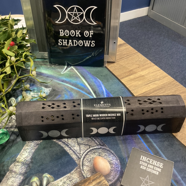 TRIPLE MOON WOODEN SAGE INCENSE BOX SET