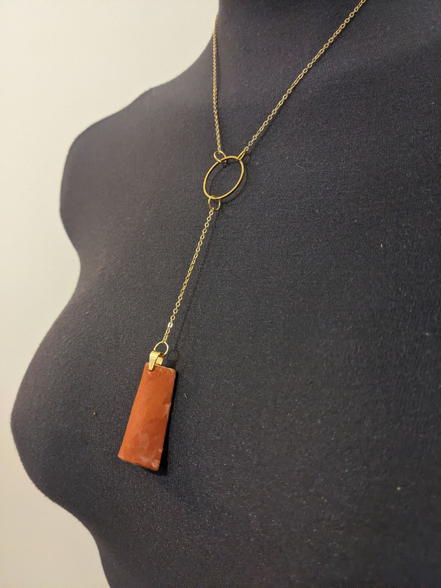 Collection Tomettes - "Teulariá" - Parure Tuile Sautoir &amp; Boucles d'Oreille