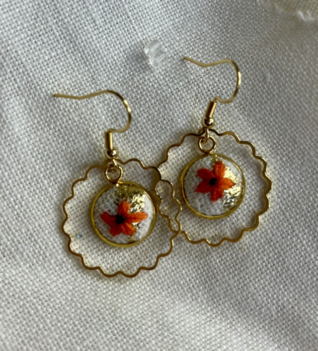 Boucles d’oreilles *Marya orange/liseré doré