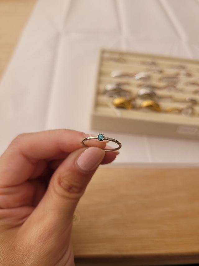 Stainless steel birthstone ring - December - Size J - SL-035