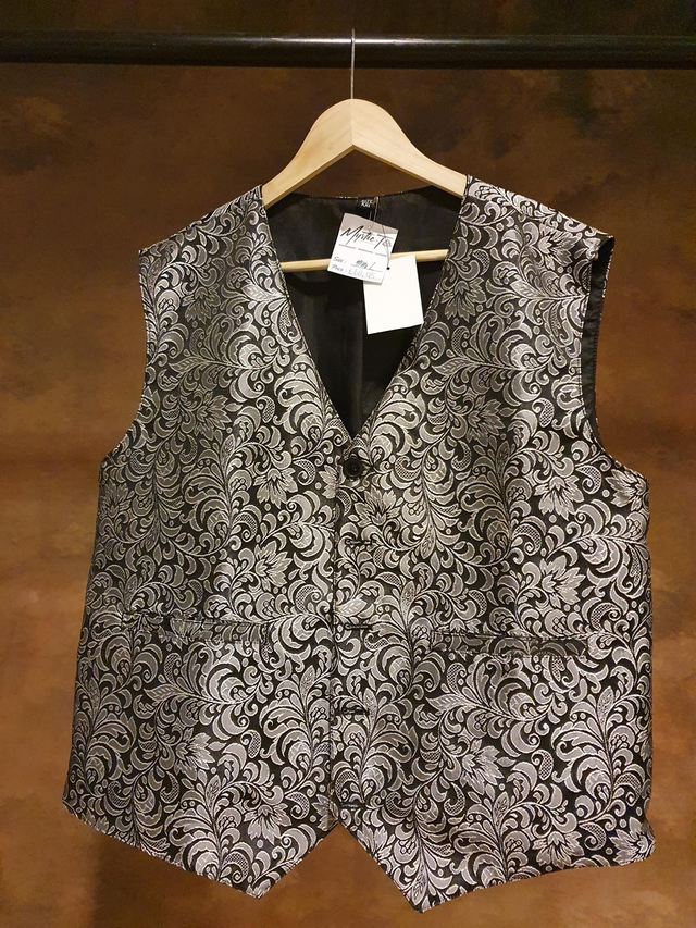 Herrenweste Steampunk Schwarz mit Silber 