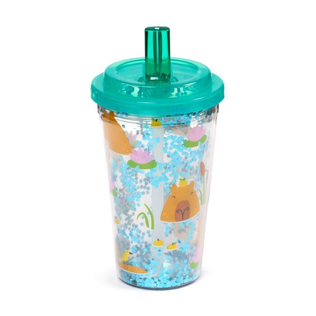 Capybara Shatterproof Double Walled Cup with Lid and Straw