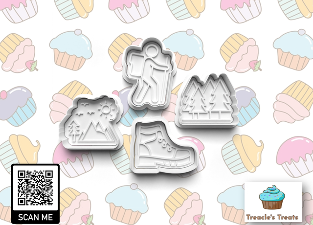 Hiking Theme Fondant/cookie stamps with cutters 