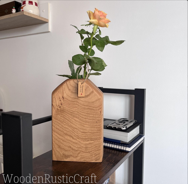 Handmade Solid English Oak Bud Vase