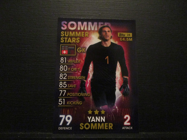 Yann Sommer - Summer Stars Match Attax 101 Original Trading Card
