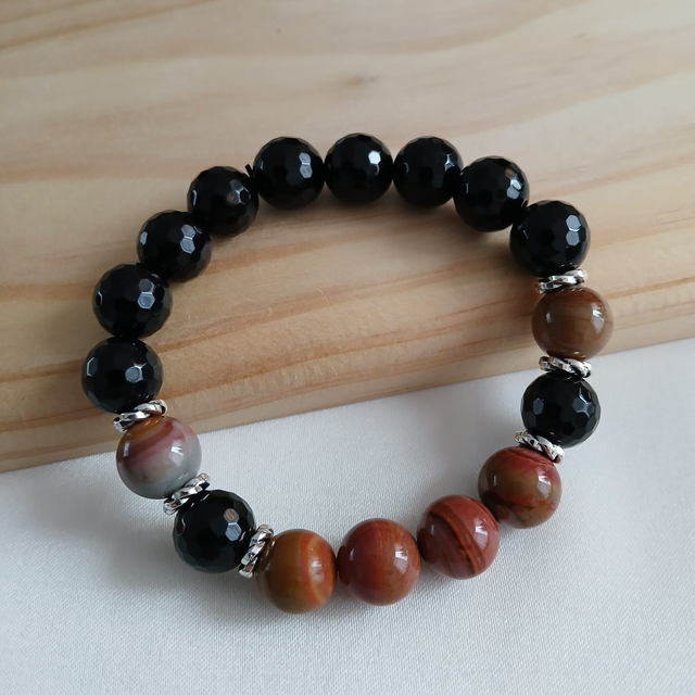 Herenarmband - elastisch - Imperial Jaspis en Onyx (2.064)