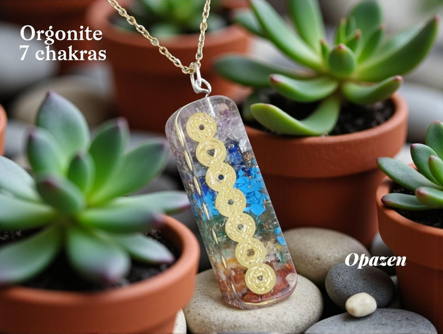 Pendentif Orgonite 7 chakras rectangulaire 