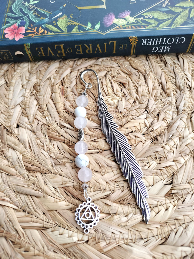 Marque page Quartz rose et Howlite plume