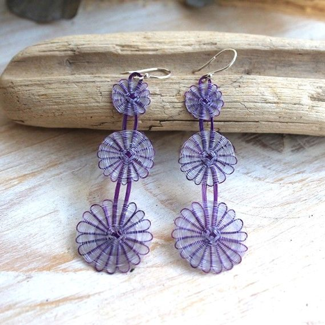 Boucles d'oreilles tissées en crin de cheval (trois cercles)