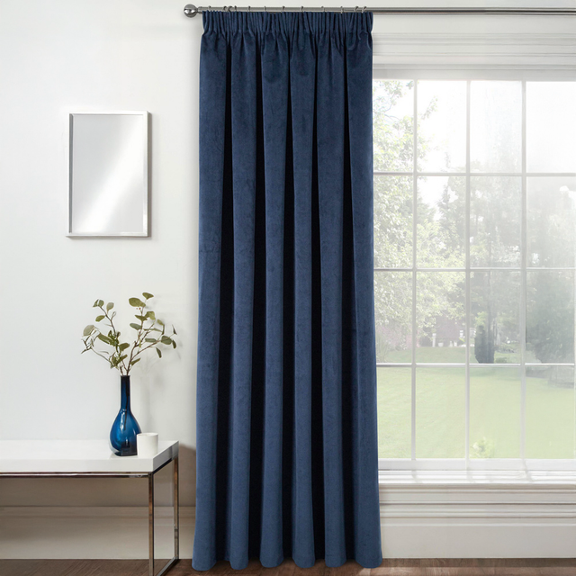 Enhanced Living Oxford Navy Velvet 100% Blackout Thermal Readymade Door Curtains