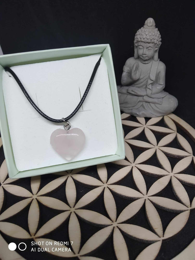 Pendentif cœur quartz rose 