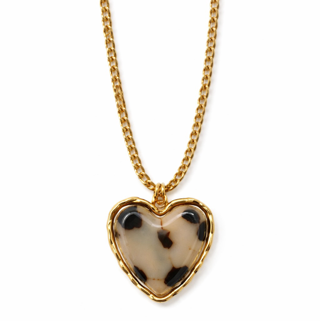 Cadena acero dorado con colgante corazón 