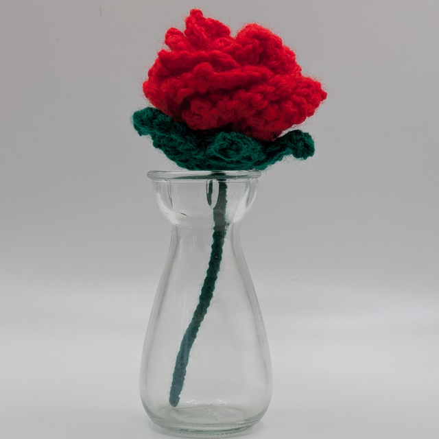 Crocheted Stemmed Rose