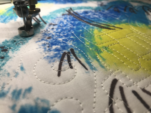 Pièce unique - Pied de lit matelassé nommé "Frissons" - 203cm x 65cm - (Sans les coussins) - Coton bio Made in France