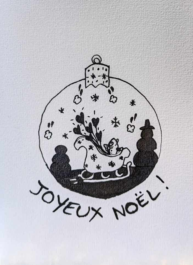 La Sardine en traîneau – Carte de Noël illustrée
