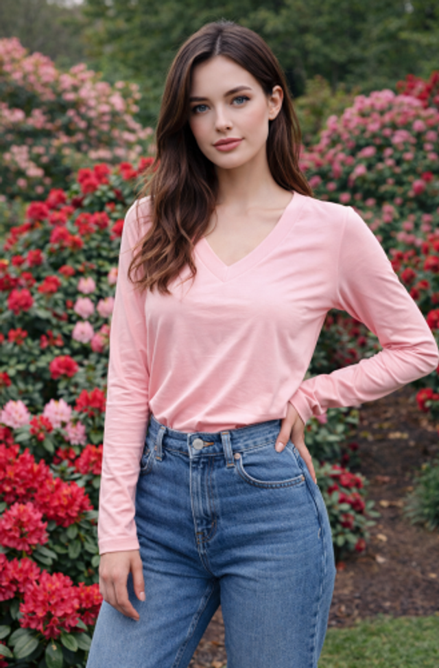 Basic shirt Lisa - poeder roze
