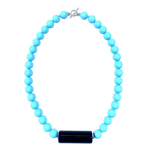 Collana in pasta di turchese 4 fiori e onice